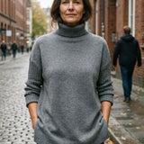 Damen Langer Rollkragenpullover | Asymmetrischer Saum