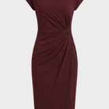 Damen Gerafftes Midikleid | Flügelärmel