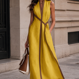 Damen Maxikleid Kontrast | Ärmellos