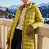 Damen Lange Steppjacke | Kapuze & Verlängerte Silhouette