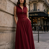 Damen Kragen Sommerkleid | Ärmellos