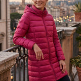 Damen Lange Steppjacke | Kapuze & Verlängerte Silhouette