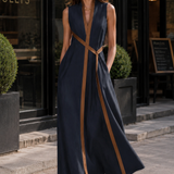 Damen Maxikleid Kontrast | Ärmellos