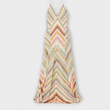 Remi - Missoni Värikäs Herringbone-kuvioinen Maksimekko