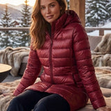 Damen Lange Steppjacke | Kapuze & Verlängerte Silhouette
