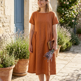 Damen Leinen Kaftankleid | Maxi