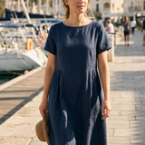 Damen Leinen Kaftankleid | Maxi