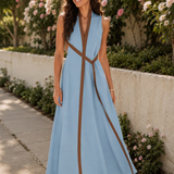 Damen Maxikleid Kontrast | Ärmellos