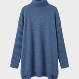 Damen Langer Rollkragenpullover | Asymmetrischer Saum