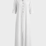 Damen Hemdblusenkleid | Maxi Leinen