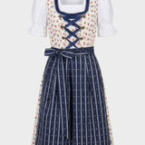 Damen Dirndl-Midikleid | Frontschnürung & Faltenrock