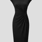 Damen Gerafftes Midikleid | Flügelärmel