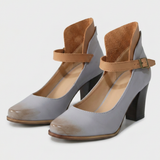 Damen Pumps mit Riemchen und Blockabsatz