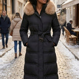 Damen Langer Steppmantel | Kapuze & Taillierte Silhouette