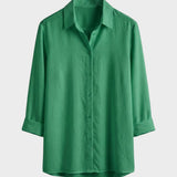Bluse Damen Weiß Langarm mit Kragen und Knopfleiste