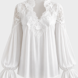 Damen Spitze Bluse | Ballonärmel