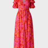 Damen Boho Maxikleid | Volantärmel