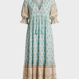 Damen Boho Maxikleid | Quastenband