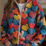 Valentine | Naisten neulecardigan, jossa on struktuurineule ja sydän-applikaatiot
