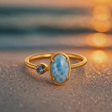 Celeste Wave – 925 hopeasormus topaasilla