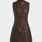 Damen Ärmelloses Zip-Kleid | Taschendetails