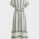Damen Streifen Wickelkleid | Maxi