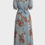 Damen Florales Maxikleid | Wickel V-Ausschnitt