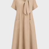 Damen Leinenkleid Taschen | Lässig