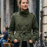 Damen Kurze Trenchjacke | Doppelknöpfe & Taillenband