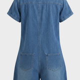 Damen Kurzarm Overall | Knopfleiste