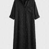 Damen Hemdblusenkleid lang mit Knopfleiste