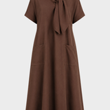 Damen Leinenkleid Taschen | Lässig