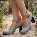 Damen Pumps mit Riemchen und Blockabsatz