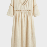 Damen Natur Sommerkleid | Midi