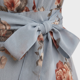 Damen Florales Maxikleid | Wickel V-Ausschnitt