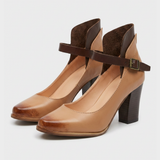 Damen Pumps mit Riemchen und Blockabsatz