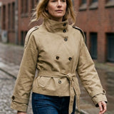 Damen Kurze Trenchjacke | Doppelknöpfe & Taillenband