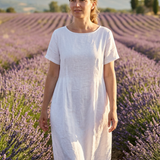 Damen Leinen Kaftankleid | Maxi