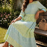 Damen Kariertes Sommerkleid | Midi
