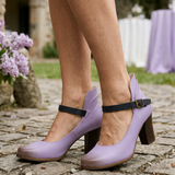 Damen Pumps mit Riemchen und Blockabsatz