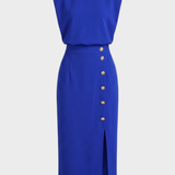 Damen Midikleid Knopf | Ärmellos