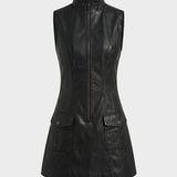 Damen Ärmelloses Zip-Kleid | Taschendetails