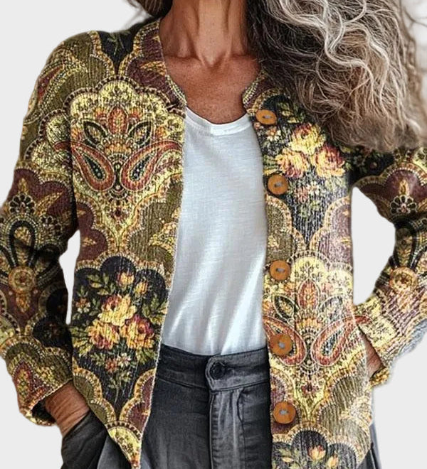 Mirosa™ – Vintagehenkinen kuviollinen neuletakki
