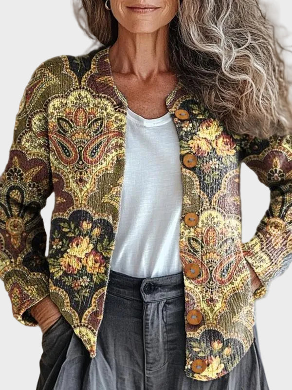 Mirosa™ – Vintagehenkinen kuviollinen neuletakki