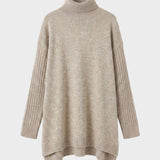 Damen Langer Rollkragenpullover | Asymmetrischer Saum