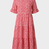 Damen Florales Midikleid | Puffärmel
