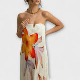 Michelle - Maxi-mekko Sweetheart oransseilla kukilla