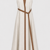 Damen Maxikleid Kontrast | Ärmellos