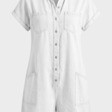 Damen Kurzarm Overall | Knopfleiste