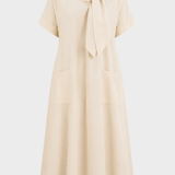 Damen Leinenkleid Taschen | Lässig